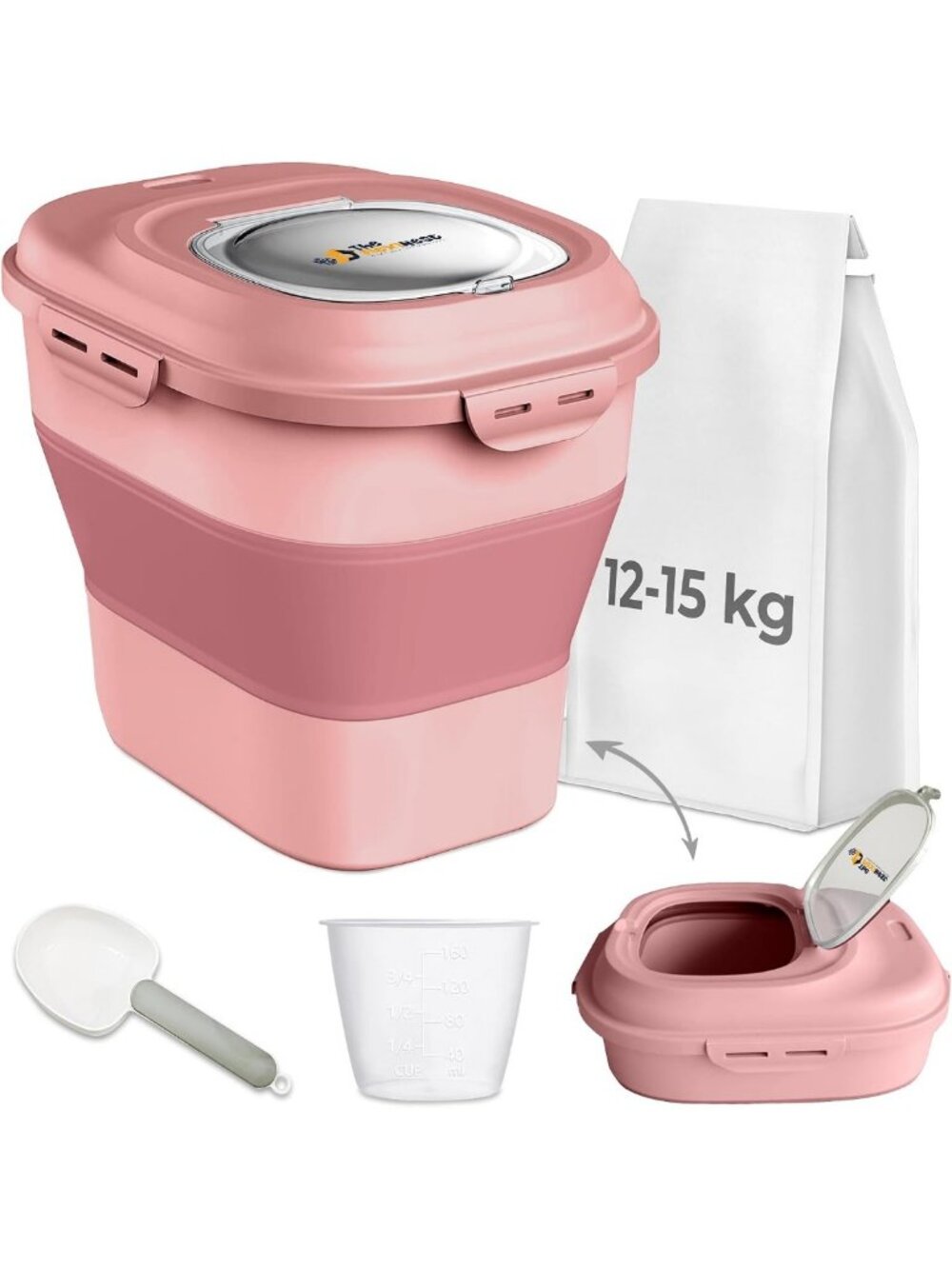 Airtight Dog Food Storage Container with Wheels, 30-35 lb, Stackable